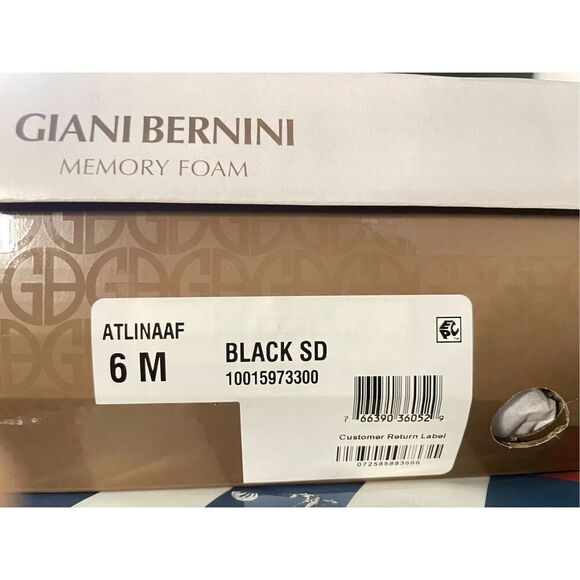 GIANI BERNINI Women's Black Buckle Accent Atlinaa Round Toe Wedge Zip Up Leather - Picture 3 of 9